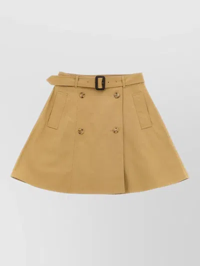 Burberry Cotton Twill Double-breasted A-line Skirt In Brown