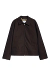 Burberry Cotton Gabardine Chester Harrington Jacket In Black/ Tan