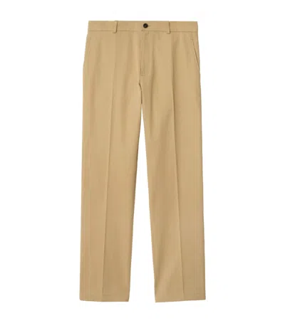 Burberry Cotton Twill Slim Chinos In Nude