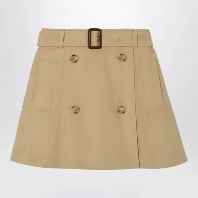 Burberry Cotton Twill Trench Mini Skirt In Beige