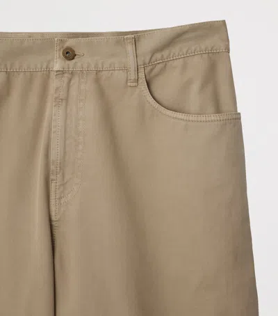 Burberry Cotton Twill Trousers In Brown