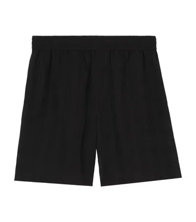 Burberry Cotton Voile Check Print Shorts In Black