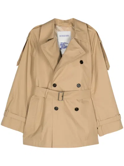 Burberry Cotton Waterproof Trench Coat In Beige