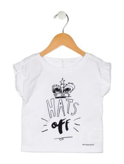 Pre-owned Burberry Babies' Cotton White And Black Patterned T-shirt But Back Button Closure In Multi