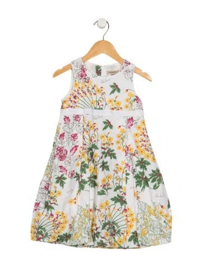 Pre-owned Burberry Babies' Cotton White And Multicolor Patterned Sleeveless Dress With Zip Closure