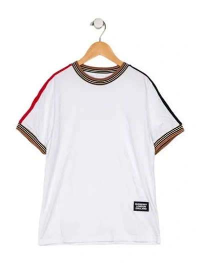 Pre-owned Burberry Babies' Cotton White And Neutral Patterned Casual Short Sleeve T-shirt