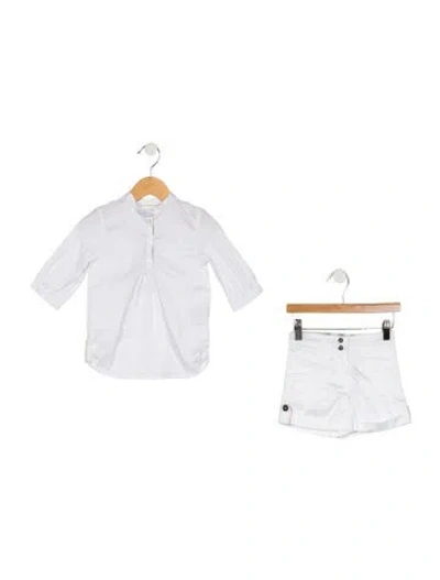 Pre-owned Burberry Babies' Cotton White Patterned Two Piece Set With Top And Shorts