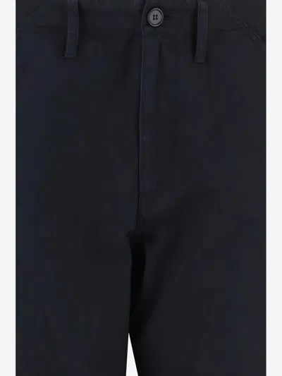 Burberry Cotton With Check Details Cargo Pants In Blue