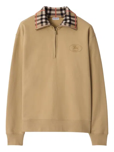 Burberry Cotton Zip-up Sweatshirt In Neutral