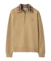 Burberry Beige Stripe Collar Half-zip Sweatshirt In Brown