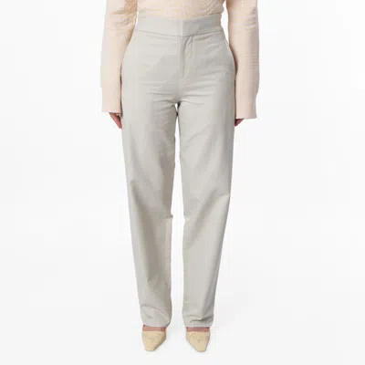 Burberry Cotton-blend Tailored High-waist Trousers In Gray