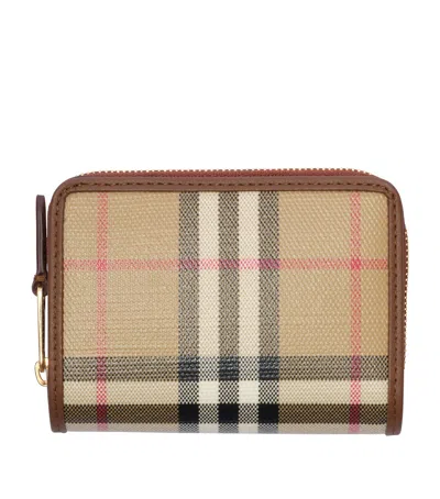Burberry Cotton-leather Check Wallet In Beige