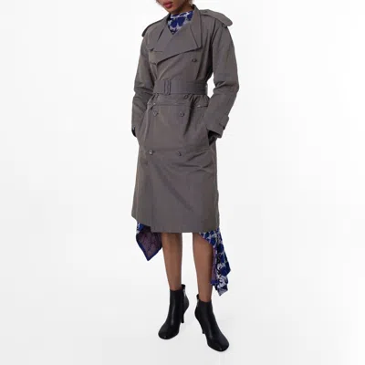 Burberry Cotton-linen Blend Trench Dress In Gray