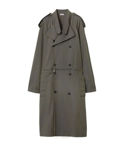 Burberry Cotton-linen Blend Trench Dress In Green