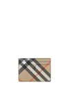Burberry Signature Check Cardholder In Beige