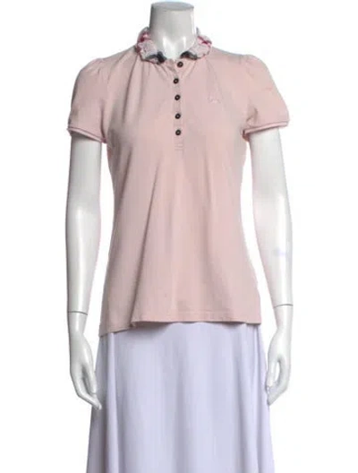 Pre-owned Burberry Cowl Neck Short Sleeve Polo In Pink