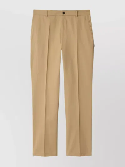 Burberry Crafted Cotton Trousers Flattering Silhouette In Brown