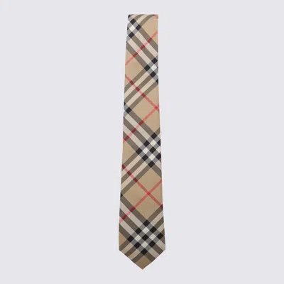 BURBERRY BURBERRY BEIGE SILK MANSTON.M TIE