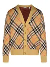 Burberry Embroidered Stretch Wool Blend Cardigan In Beige