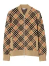Burberry Check Cashmere Bomber Jacket In Beige
