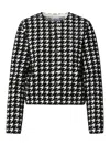 Burberry Houndstooth-pattern Crew-neck Jumper In Black