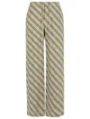 Burberry Cotton Pants Checked Pattern Trousers In Cream