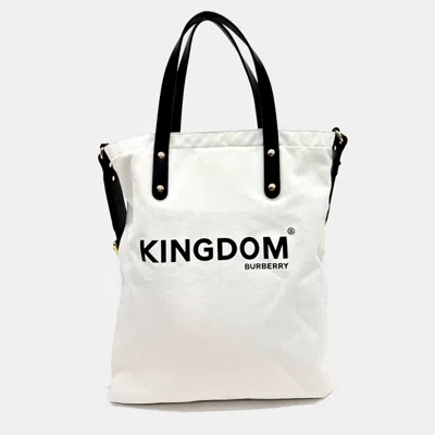 Pre-owned Burberry Cream Fabric Tote And Shoulder Bag