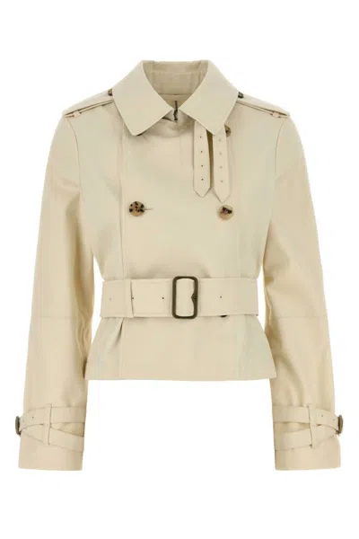 Burberry Belted Trench With Double-breasted Design And Epaulettes In Neutral