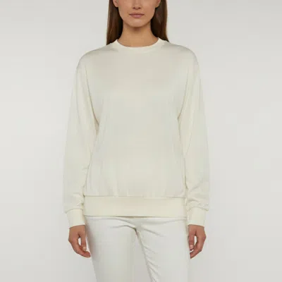 Pre-owned Burberry Cream Jersey Long Sleeve Sweatshirt Xs In White