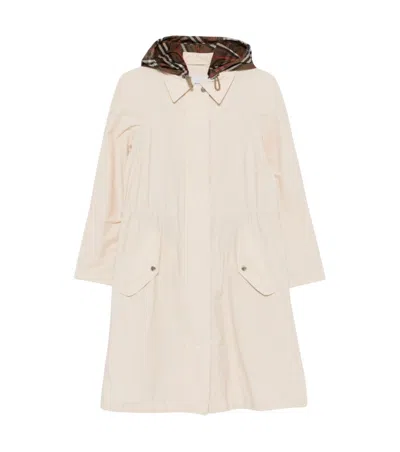 Burberry Cream Solid Trench Coat In Pink