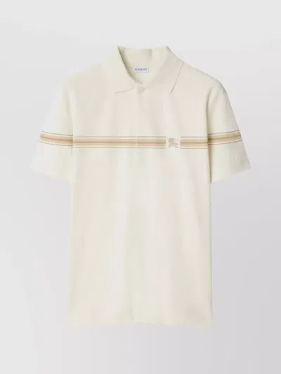 Burberry Cream Stripe Polo Shirt