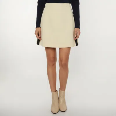 Pre-owned Burberry Cream Wool Blend A-line Mini Skirt S In White