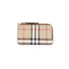Burberry Check Print Brown Leather Wallet In Brown