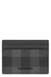 Burberry Compact Checkered Canvas Card Holder In Gray