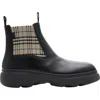 Burberry Checked Leather Chelsea Boots