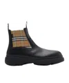 Burberry Chunky Sole Ankle Boots With Checkered Pattern In Black