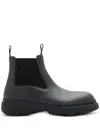 Burberry Leather Creeper Low Chelsea Boots In Grey