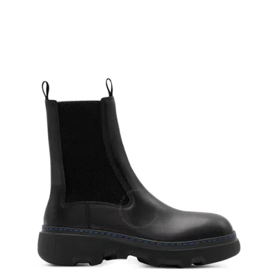 Burberry Creeper Chelsea Leather Ankle Boots In Black