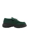 Burberry Creeper Clamp Barbed-wire Suede Loafers In Green