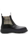 Burberry Chunky Sole Ankle Boots With Checkered Pattern In Black