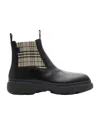 Burberry Chunky Sole Ankle Boots With Checkered Pattern In Black