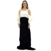 BURBERRY BURBERRY CREPE AND SILK SATIN GOWN WITH FEATHER TRIM