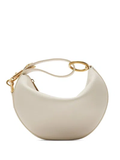 Burberry Crescent-shaped Textured Bag With Gold-tone Hardware In White