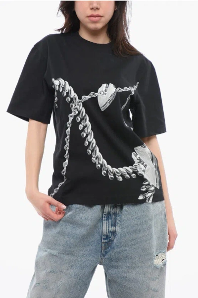 Burberry Shield Hardware Cotton T-shirt In Black