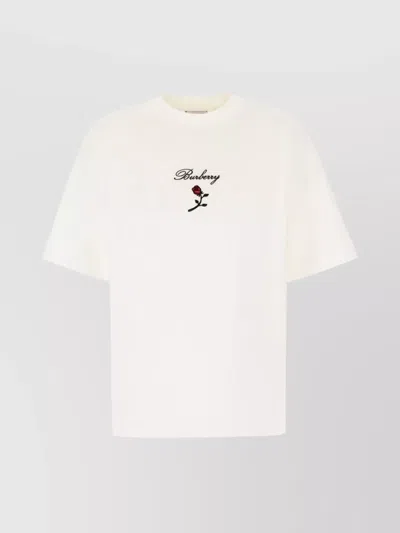 Burberry Crew Neck Cotton T-shirt With Short Sleeves In White