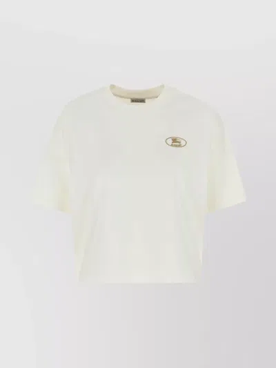 Burberry Crew Neck Cotton T-shirt With Short Sleeves In White
