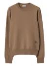 Burberry Crew-neck Equestrian-logo Sweater In Brown