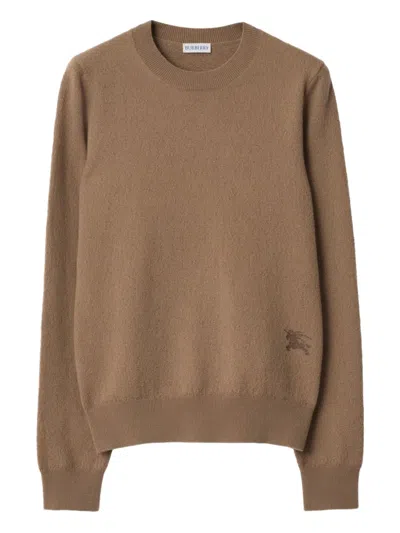 Burberry Crew-neck Equestrian-logo Sweater In Brown