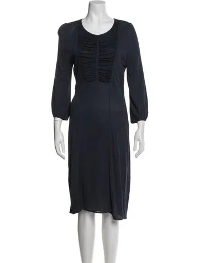 Pre-owned Burberry Crew Neck Knee-length Dress In Blue