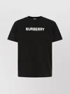 Burberry Men Black Crewneck T-shirt With Logo Lettering On The Front In Cotton Man In Black